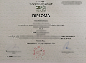 Česká zemědělská univerzita v Praze diploma certificate