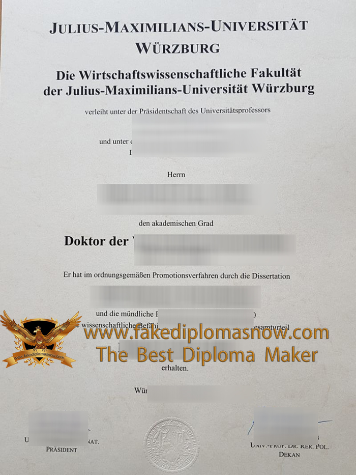 Julius Maximilian University of Würzburg diploma certificate