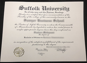Suffolk University BSc degree certificate