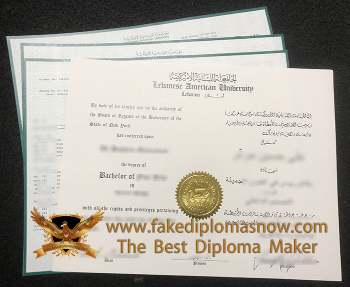 Lebanese American University diploma with transcript