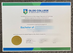 Olds College degree certificate