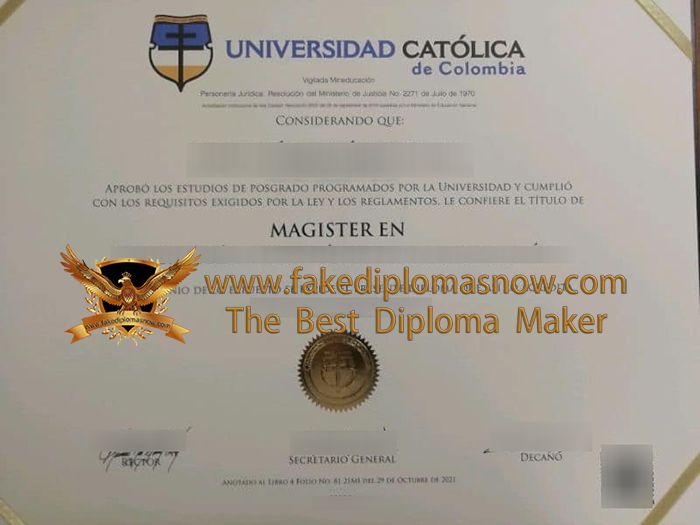 Universidad Católica de Colombia diploma