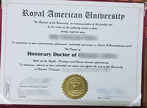 Royal American University diploma certificate