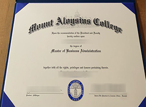 Mount Aloysius College MBA degree certificate