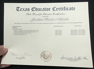 Texas Educator Certificate sample