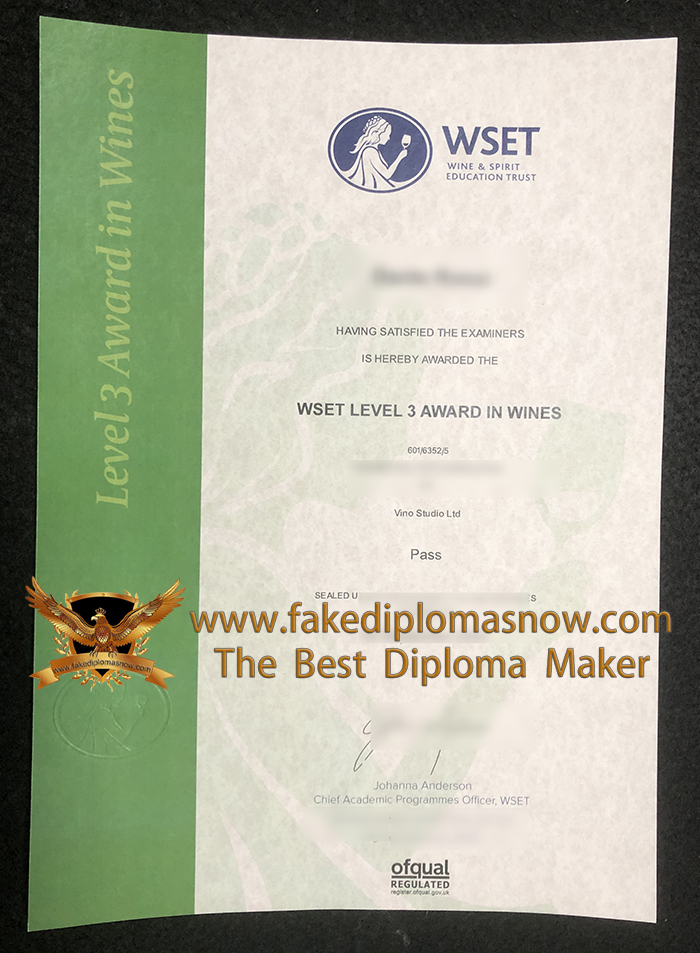 WSET Level 3 Award In Wines Certificate