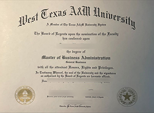 West Texas A&M University diploma certificate