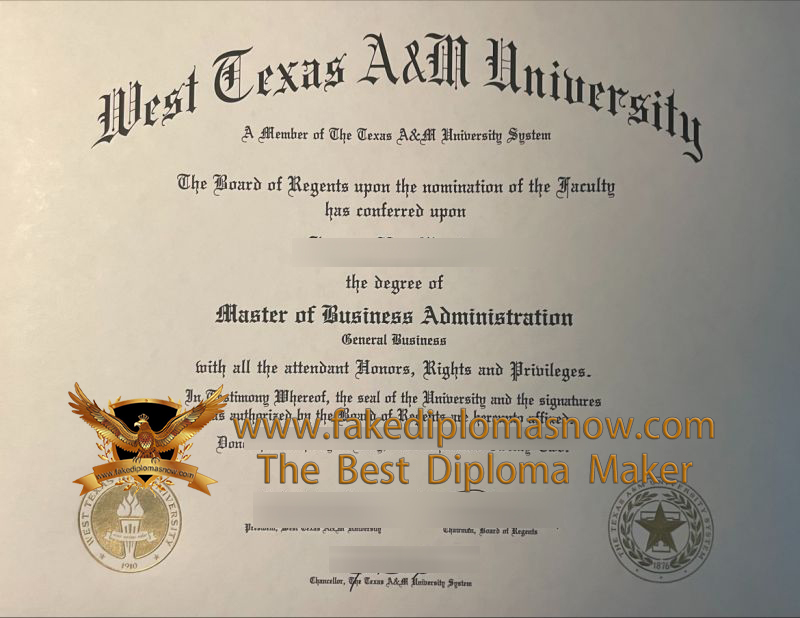 West Texas A&M University diploma