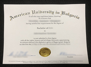 American University in Bulgaria degree certificate