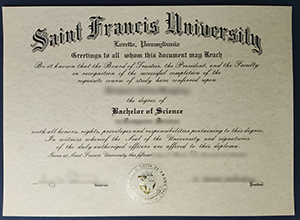 Saint Francis University degree certificate