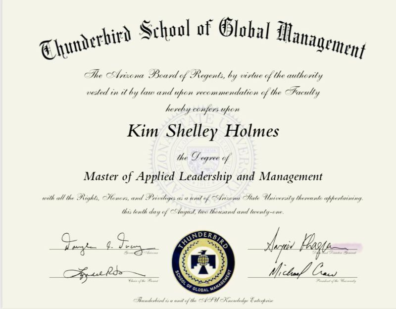 Thunderbird School of Global Management diploma sample