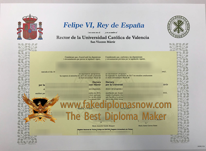 Universidad Católica de Valencia San Vicente Mártir diploma