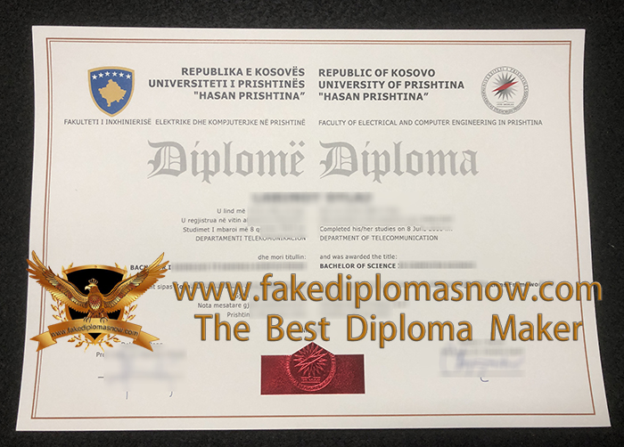 Universiteti i Prishtinës diploma certificate