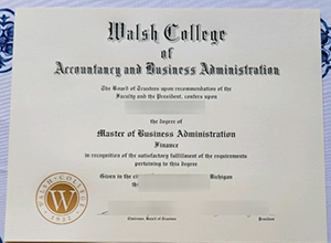 Walsh College MBA Degree Certificate