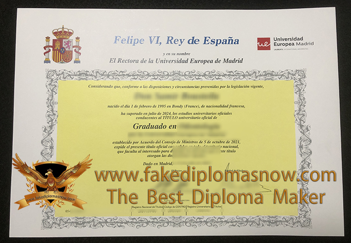 Universidad Europea de Madrid diploma