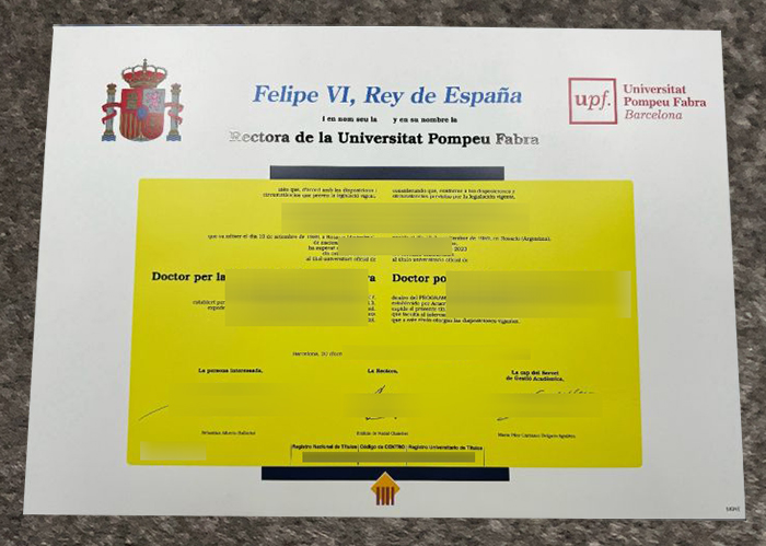 Universitat Pompeu Fabra diploma sample