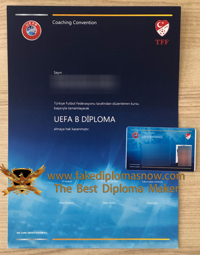 UEFA B diploma and license card from TFF