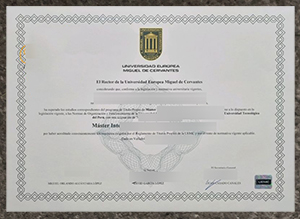 Universidad Europea Miguel de Cervantes degree certificate